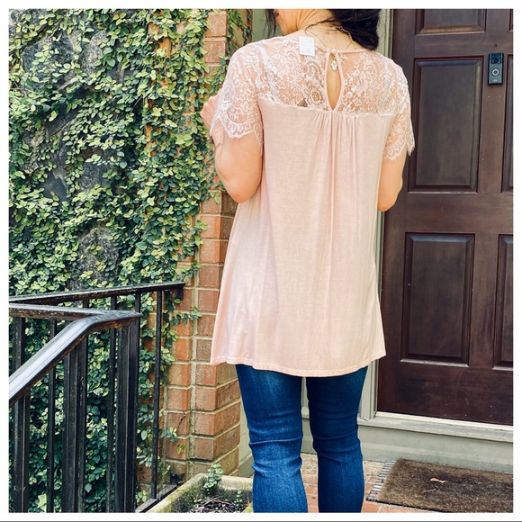 LACE TRIM DETAIL BOHO LOOSE FIT TUNIC TOP - Picture 6 of 7